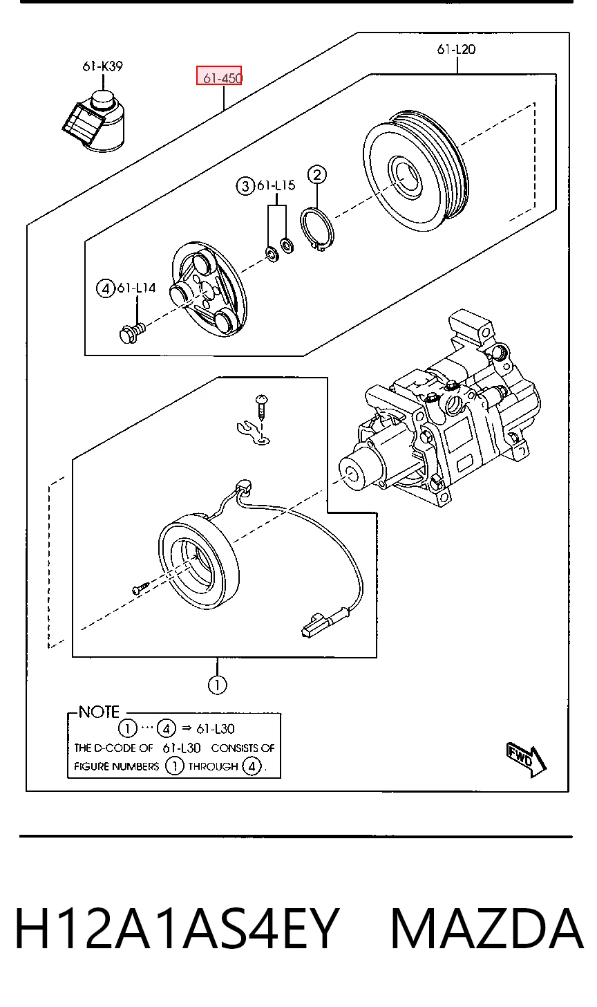 H12A1AS4EY Mazda Compresor climatizador