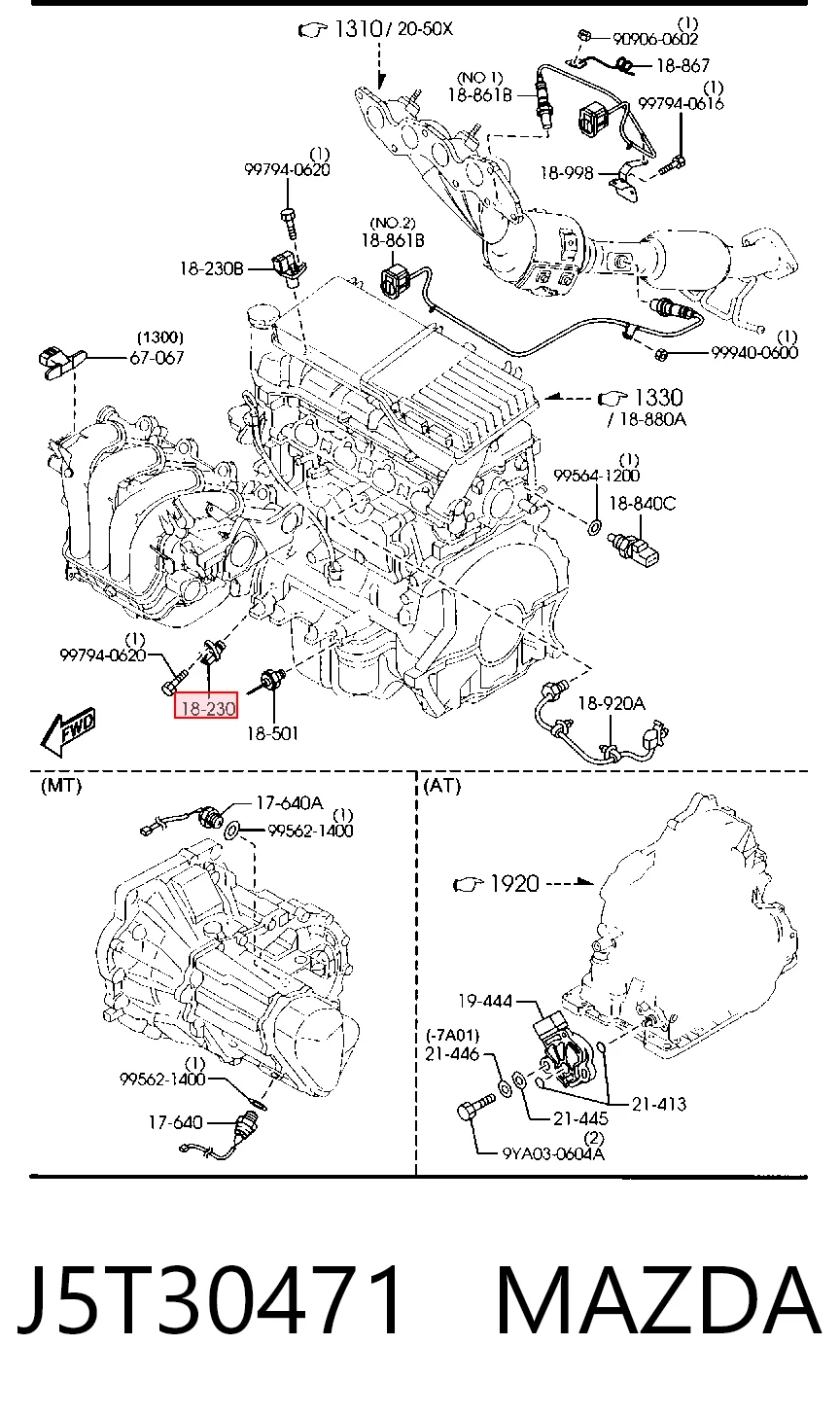 J5T30471 Mazda Sensor de posición del cigüeñal