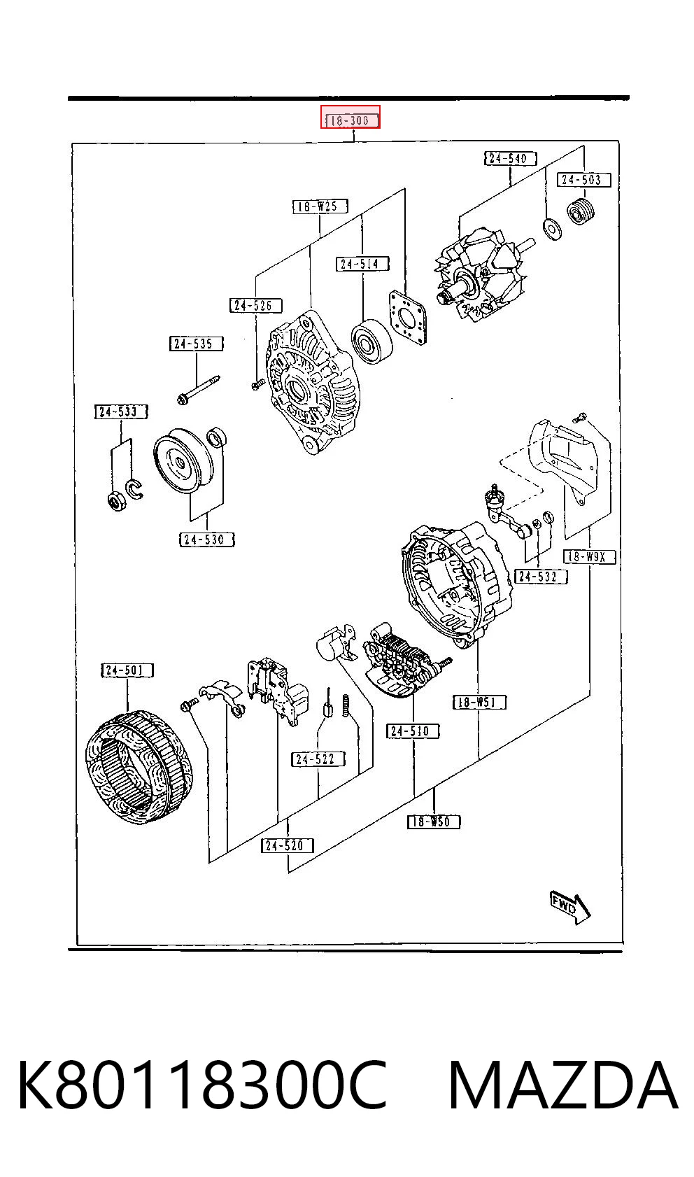K80118300C Mazda Alternador de coche