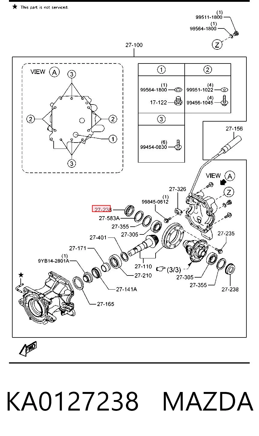 KA0127238 Mazda Retén del diferencial del eje trasero