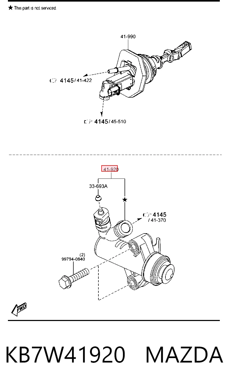 KB7W41920 Mazda Cilindro receptor de embrague