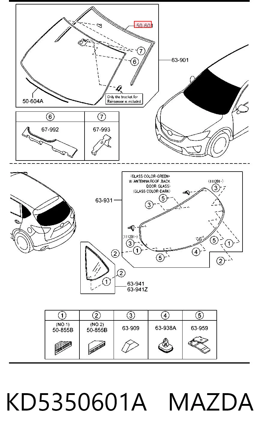 Moldura de parabrisas para Mazda CX-5 KE, GH