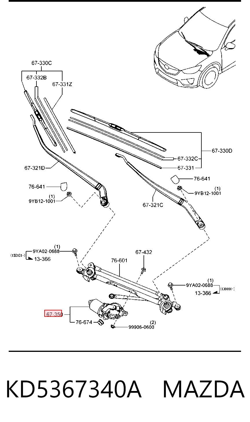 Motor limpiaparabrisas para Mazda CX-5 I KE, GH