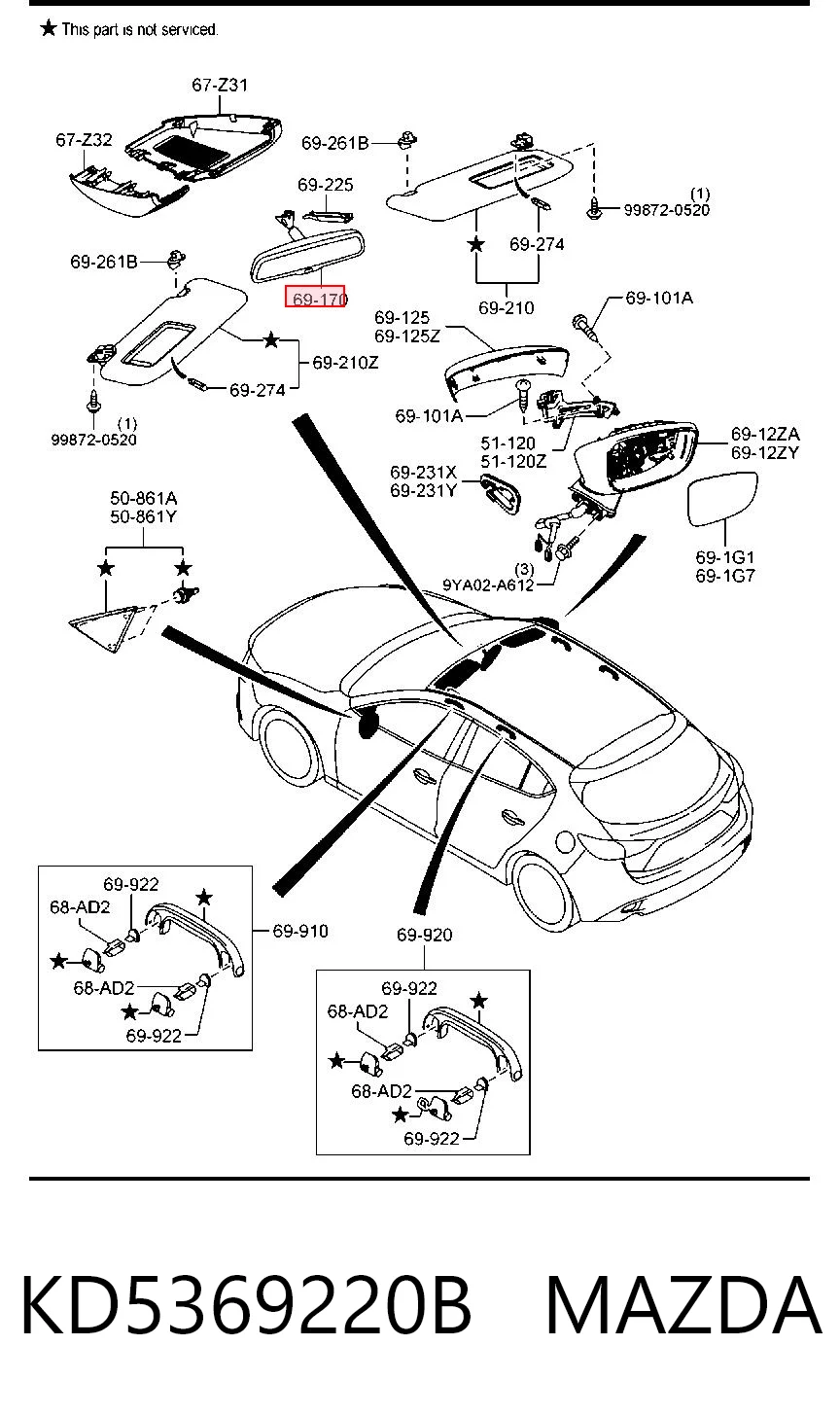 Espejo retrovisor interior Mazda MX-5 IV (2015-2026)