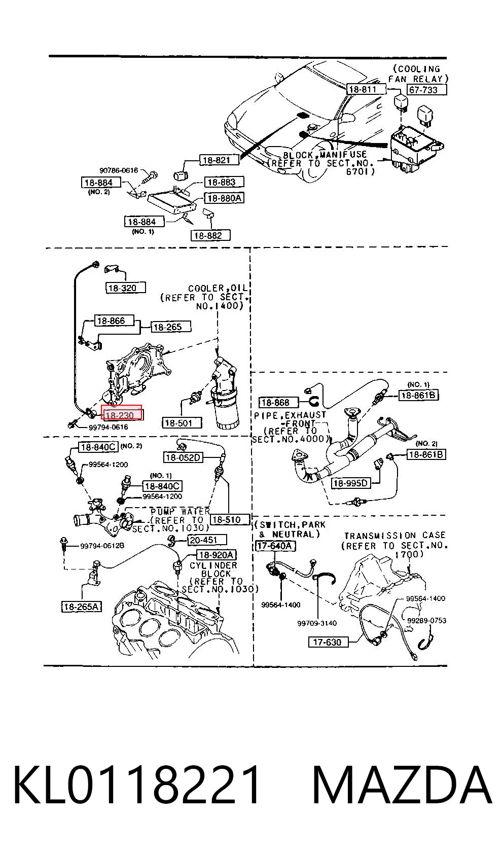 KL0118221 Mazda Sensor de posición del cigüeñal
