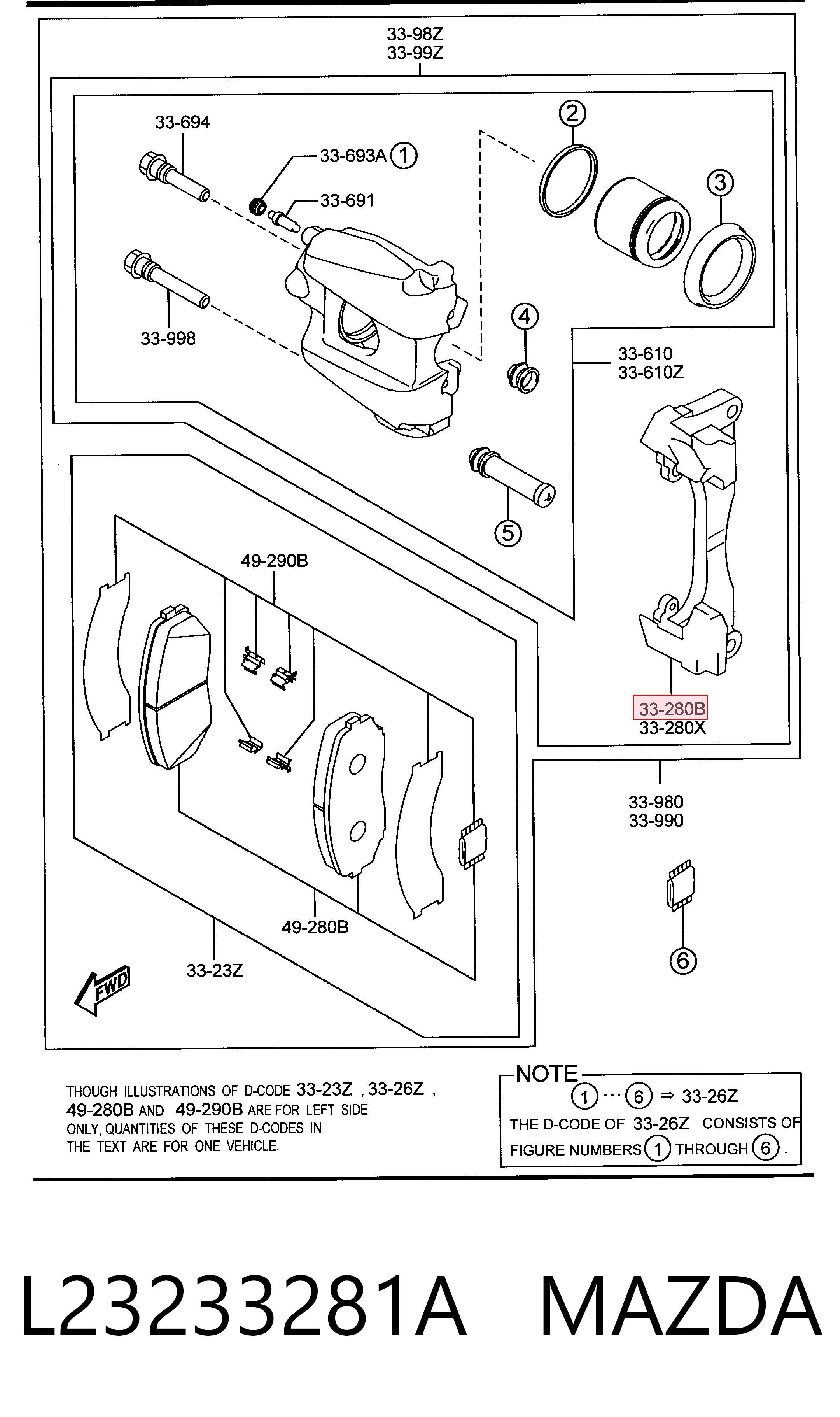 Soporte de la pinza de freno delantera L23233281A MAZDA