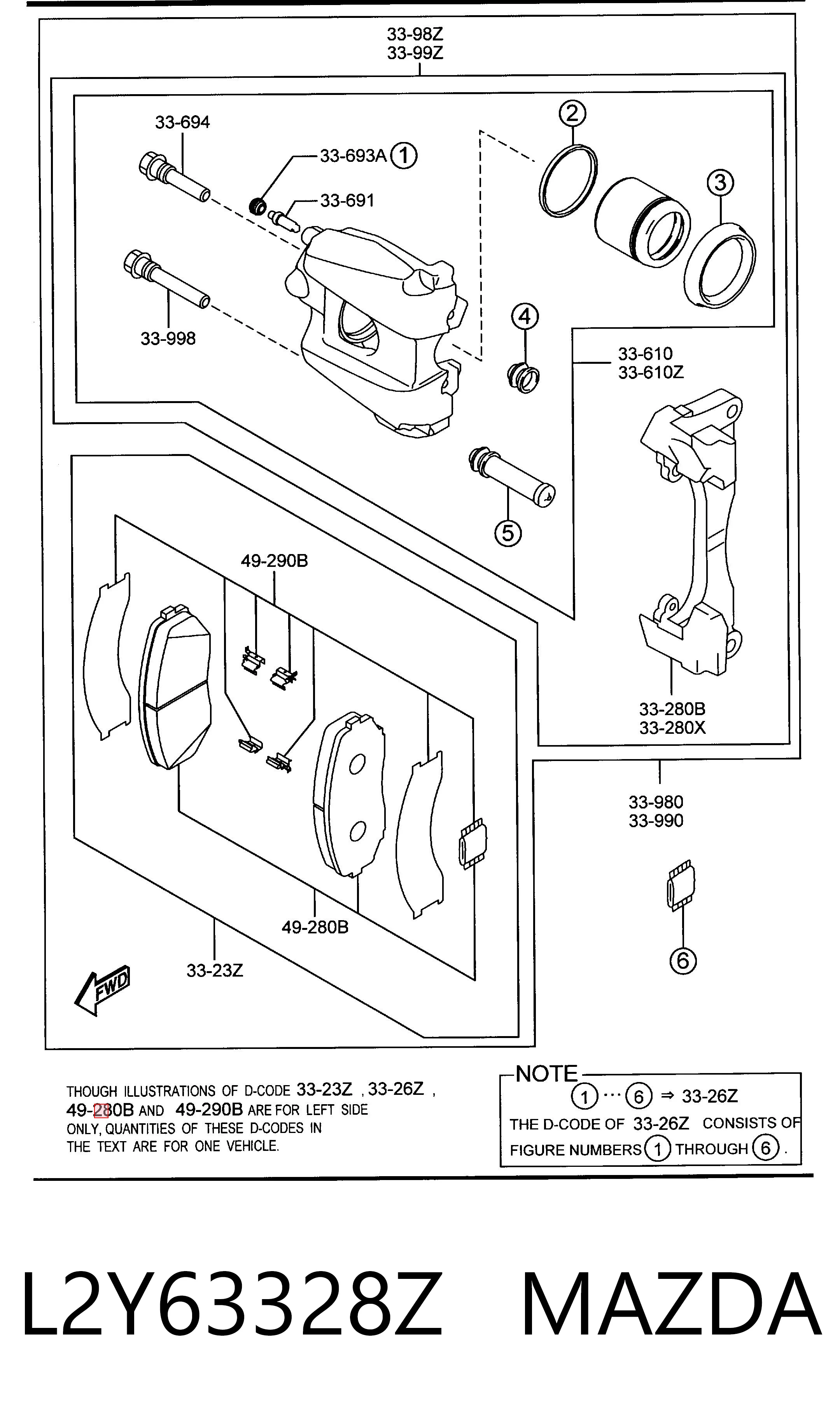L2Y63328Z Mazda Pastillas delanteras