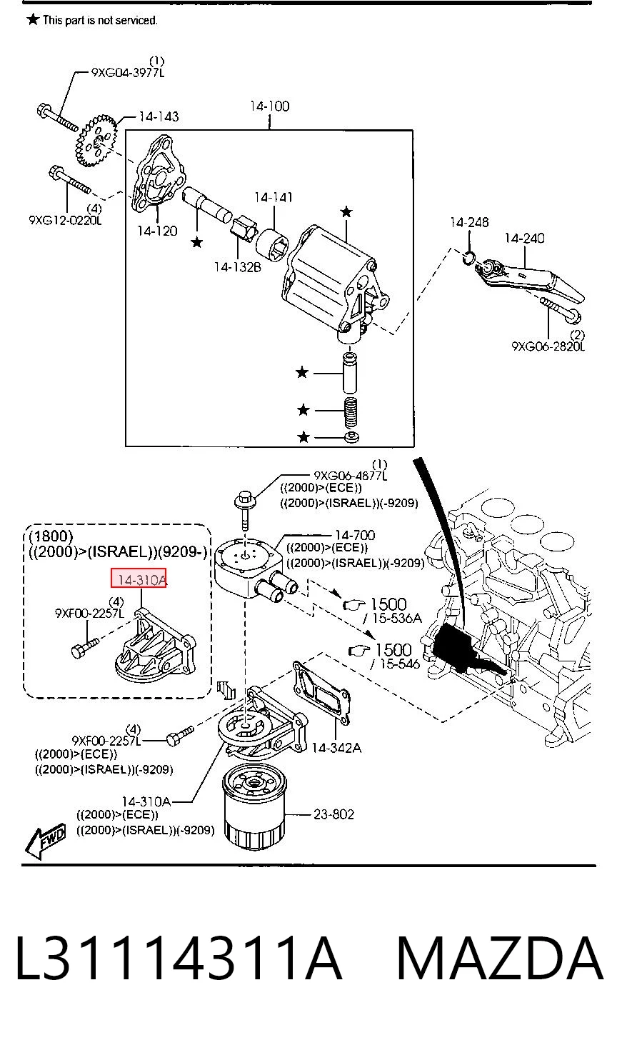 L31114311A Mazda Soporte del filtro de aceite