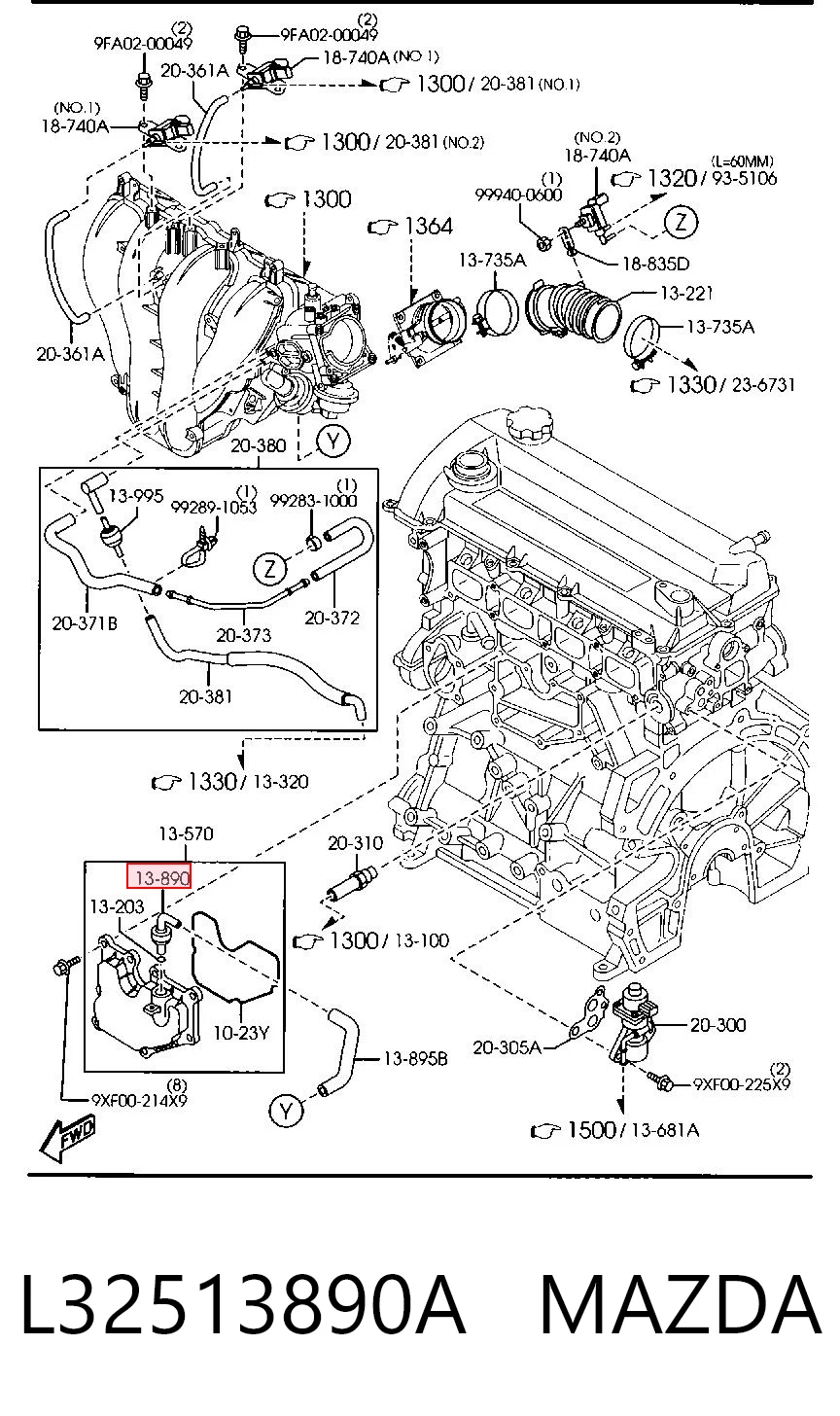 L32513890A Mazda Válvula de ventilación del cárter
