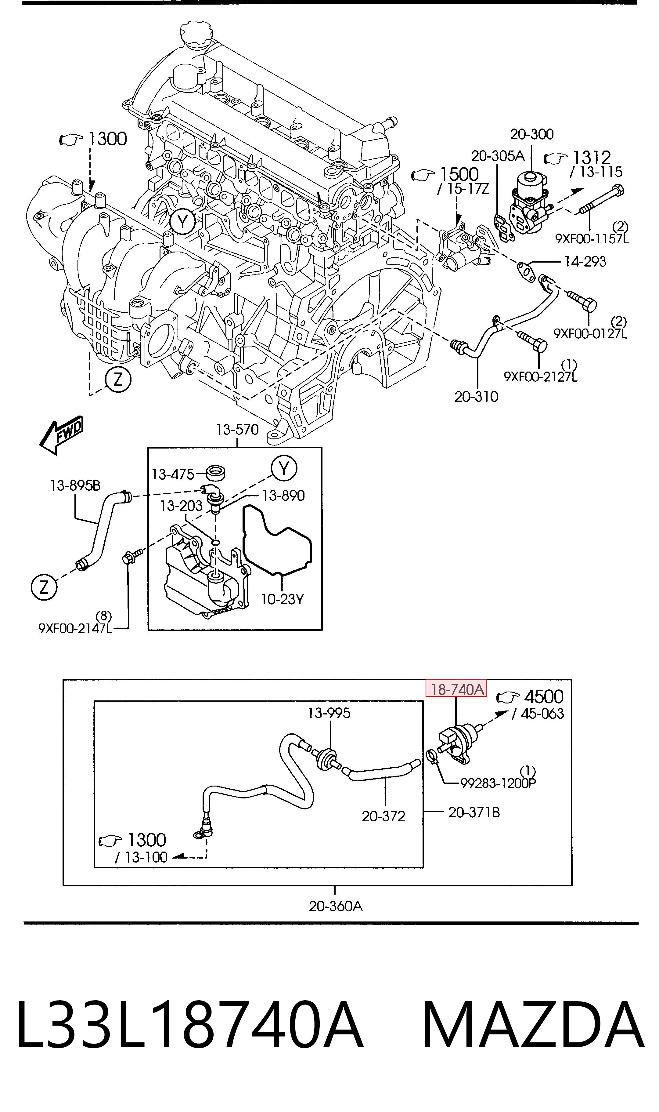 Válvula solenoide de control de presión de sobrealimentación L33L18740A MAZDA
