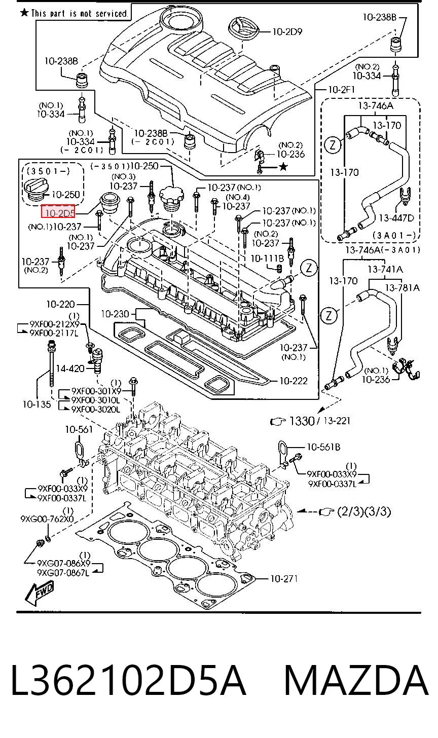 L362102D5A Mazda Junta de tapa del tubo de llenado de aceite