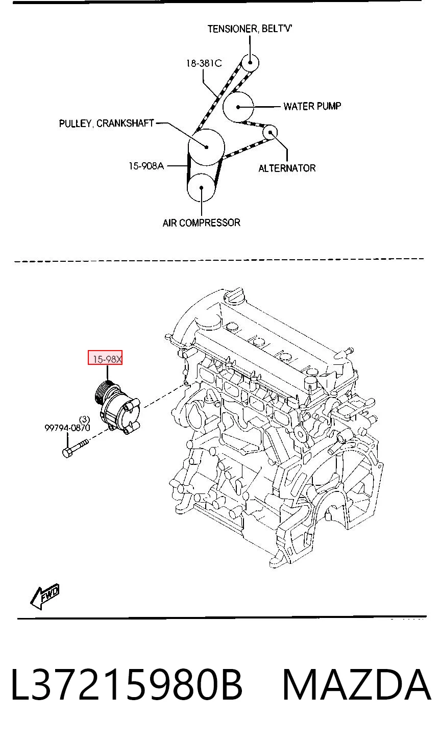 L37215980B Mazda Tensor de correa de alternador