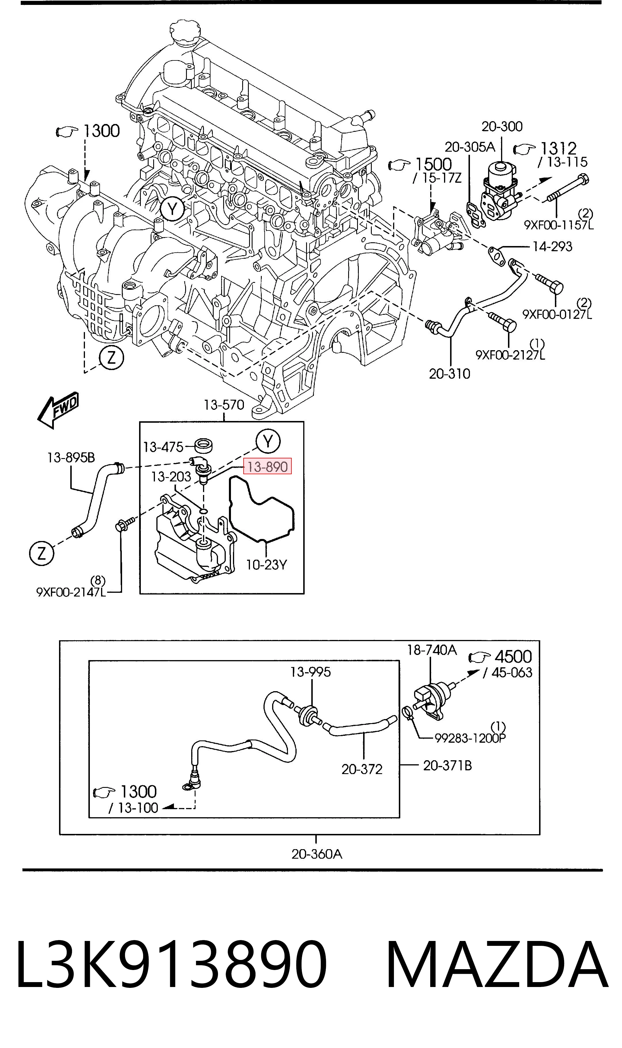 Válvula de ventilación del cárter para Mazda CX-7  ER
