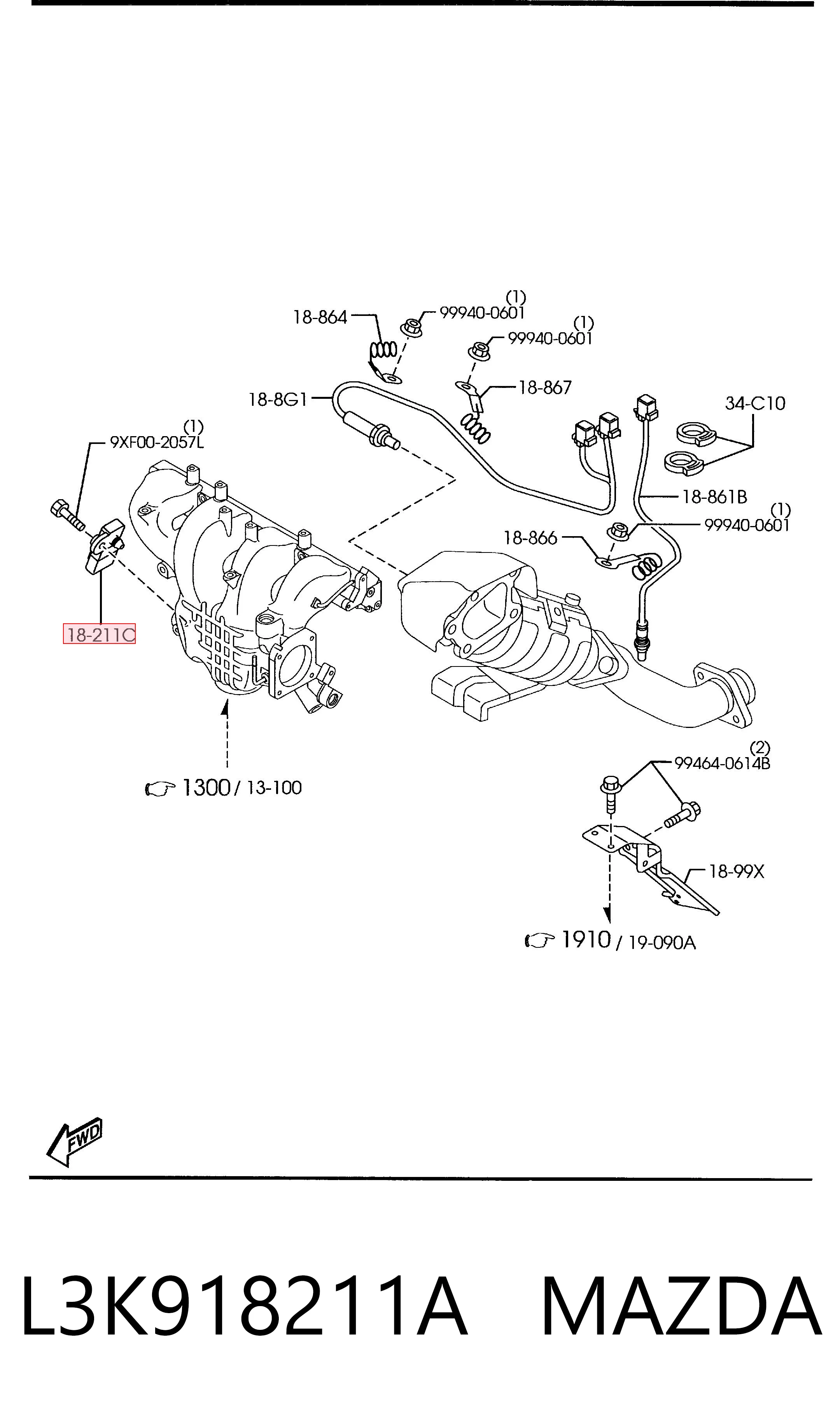 L3K918211A Mazda Sensor De Presion Del Colector De Admision