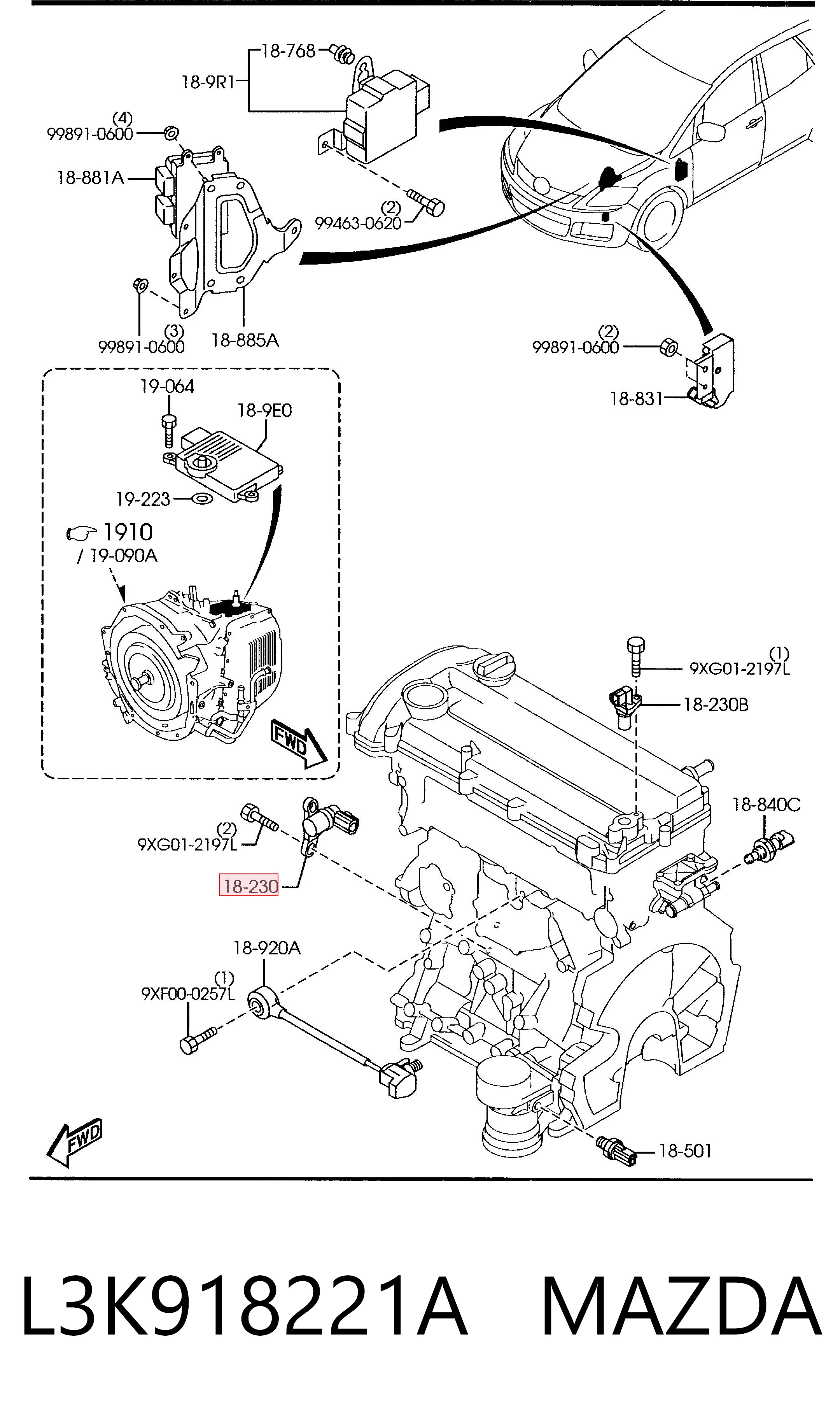 Sensor de posición del cigüeñal para Mazda CX-7  ER