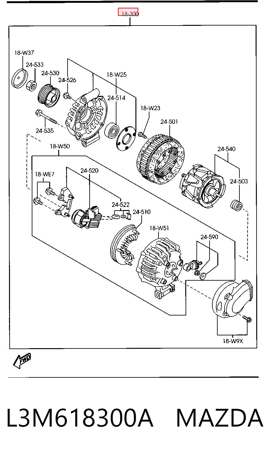 L3M618300A Mazda Alternador de coche
