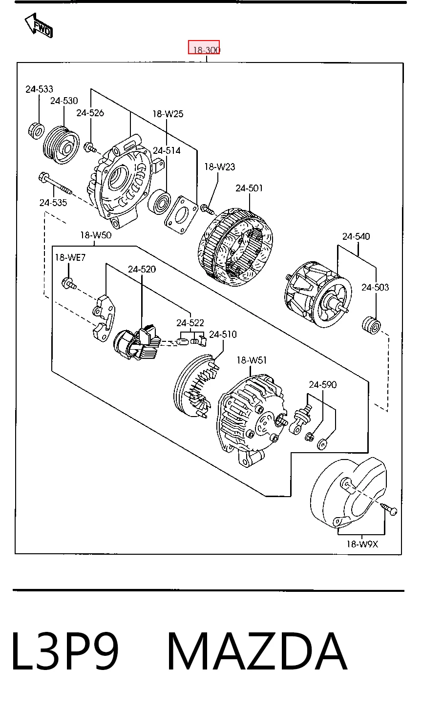 L3P9 Mazda Alternador de coche