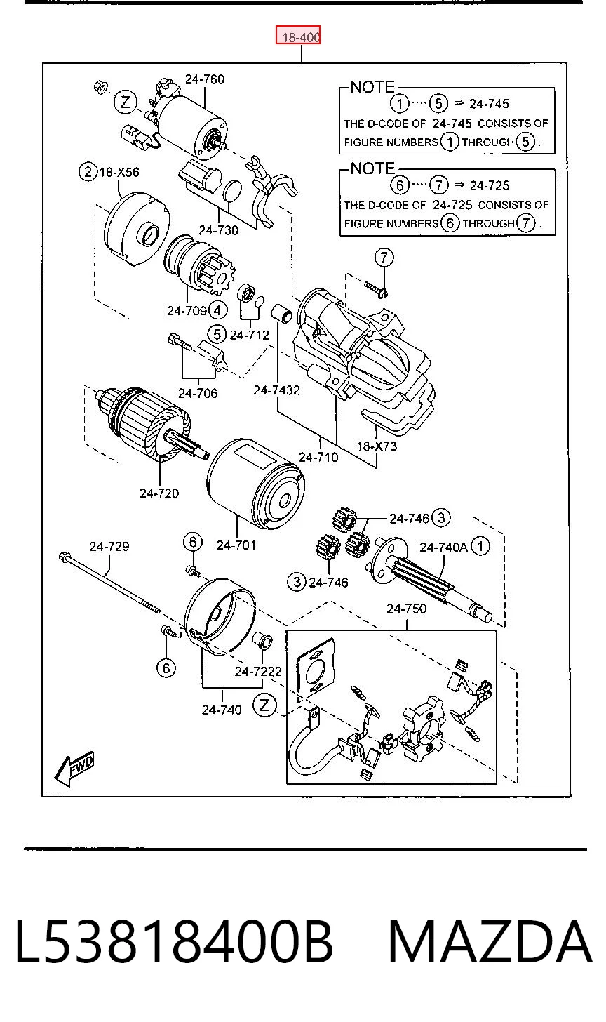 Motor de arranque L53818400B MAZDA