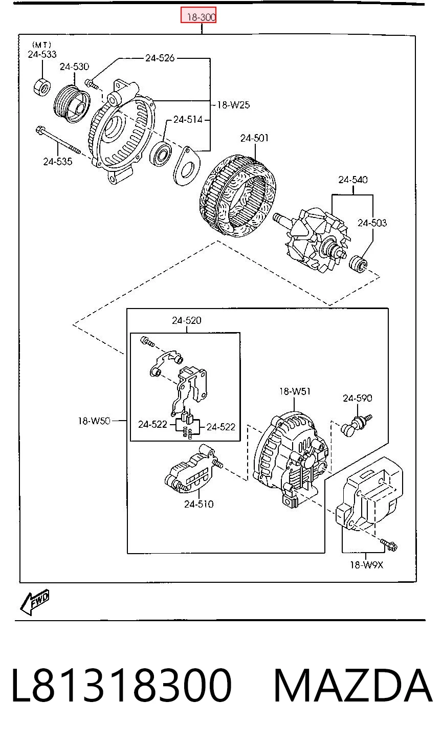 L81318300 Mazda Alternador de coche