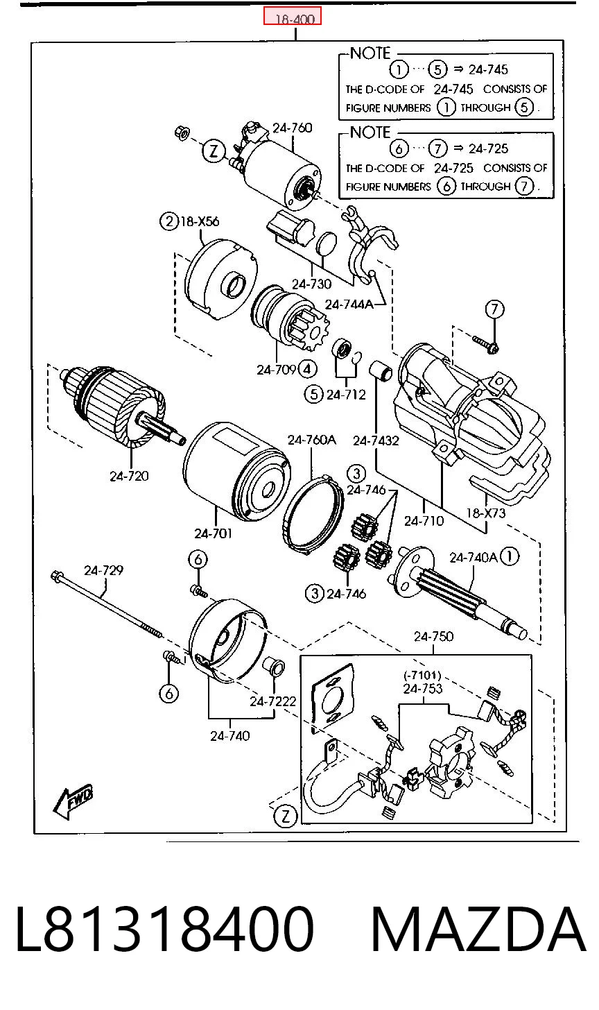 L81318400 Mazda Arranque motores
