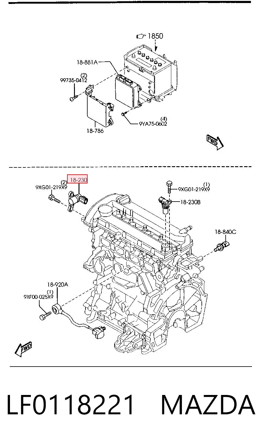 LF0118221 Mazda Sensor de posición del cigüeñal