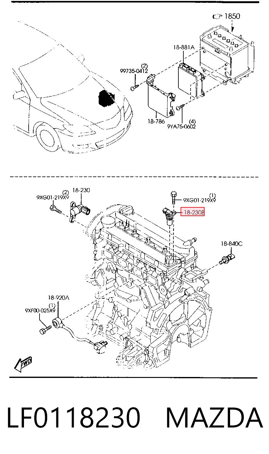 LF0118230 Mazda Sensor posición arbol de levas