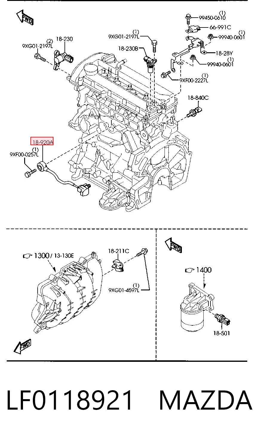 LF0118921 Mazda Sensor de detonación
