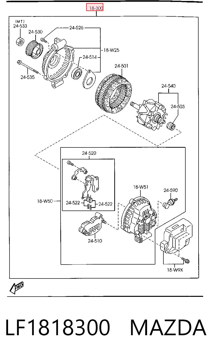 LF1818300 Mazda Alternador de coche