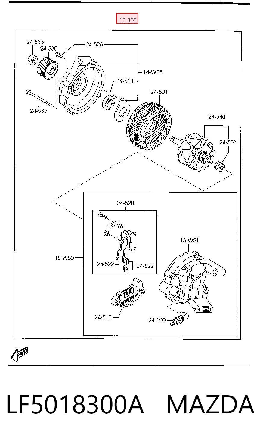 LF5018300A Mazda Alternador de coche