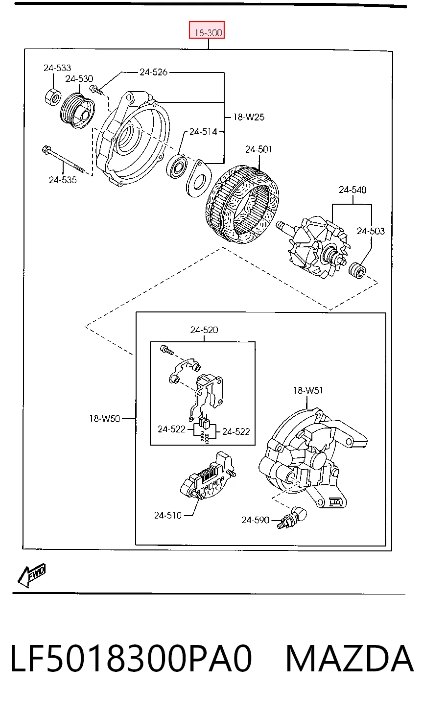 Alternador LF5018300PA0 MAZDA
