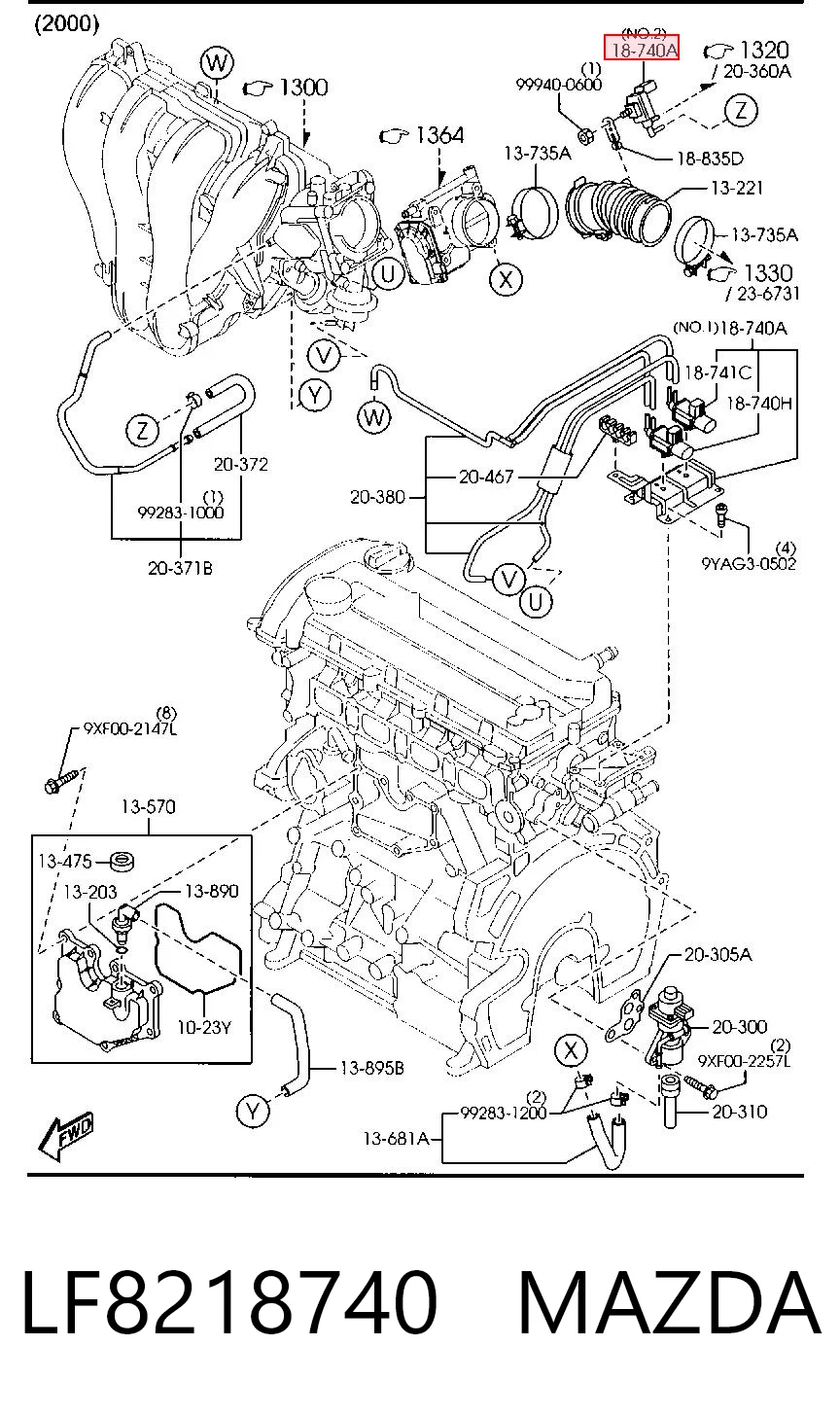 LF8218740 Mazda Válvula de solenoide de control de mariposa EGR