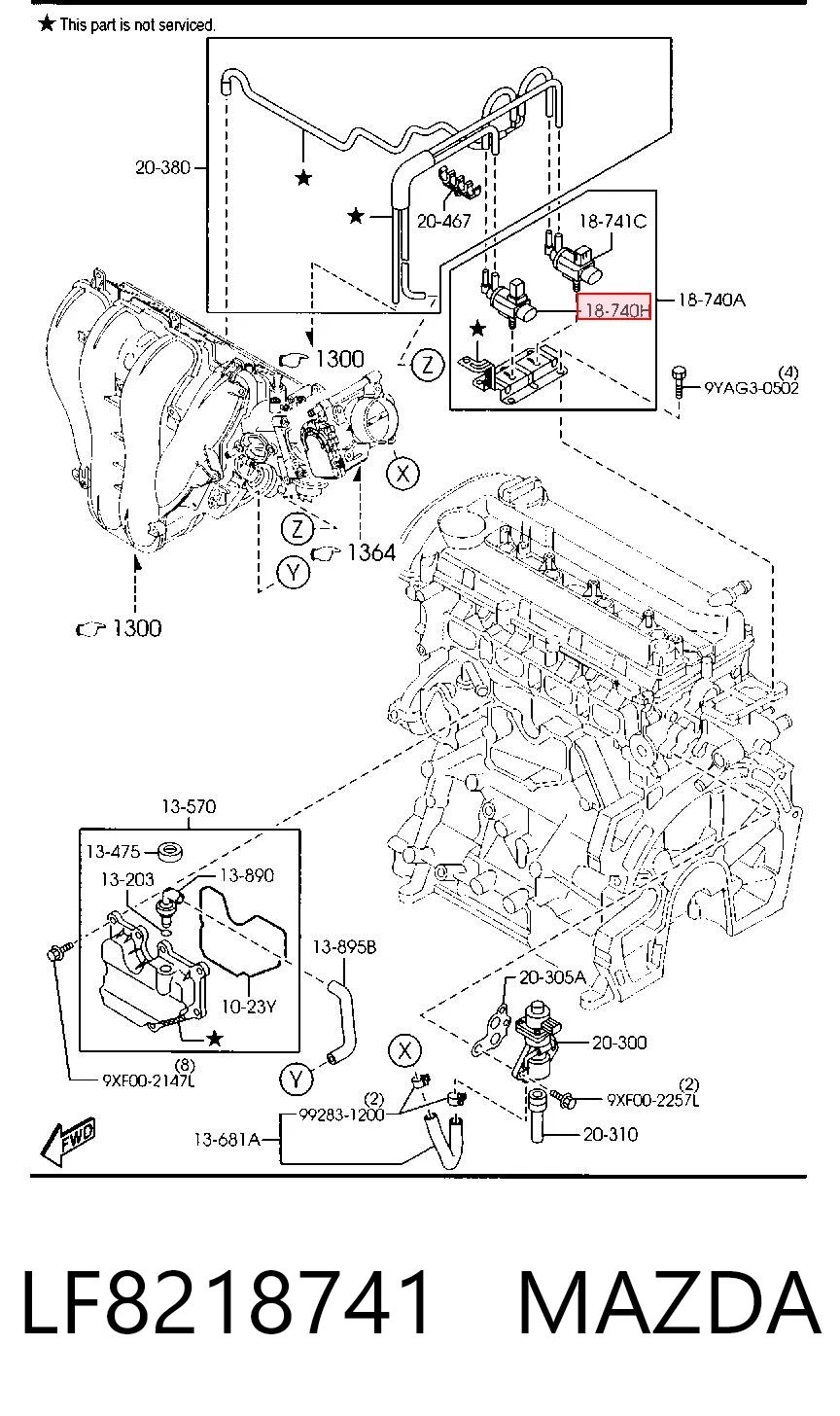 LF8218741 Mazda Válvula de solenoide de control de mariposa EGR