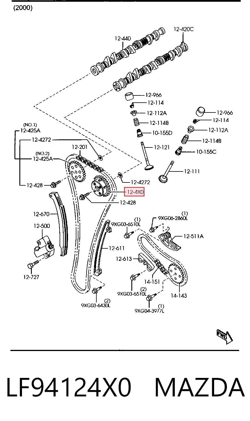 LF94124X0 Mazda Engranaje árbol de levas lado de admisión