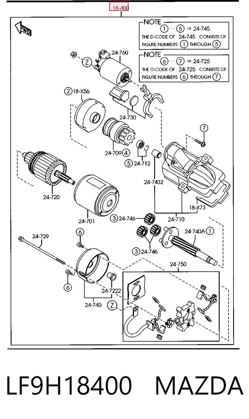 LF9H18400 Mazda Arranque motores