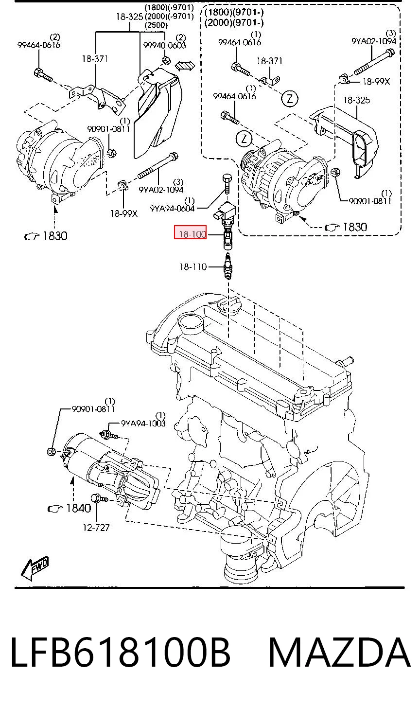 Bobina de encendido LFB618100B MAZDA