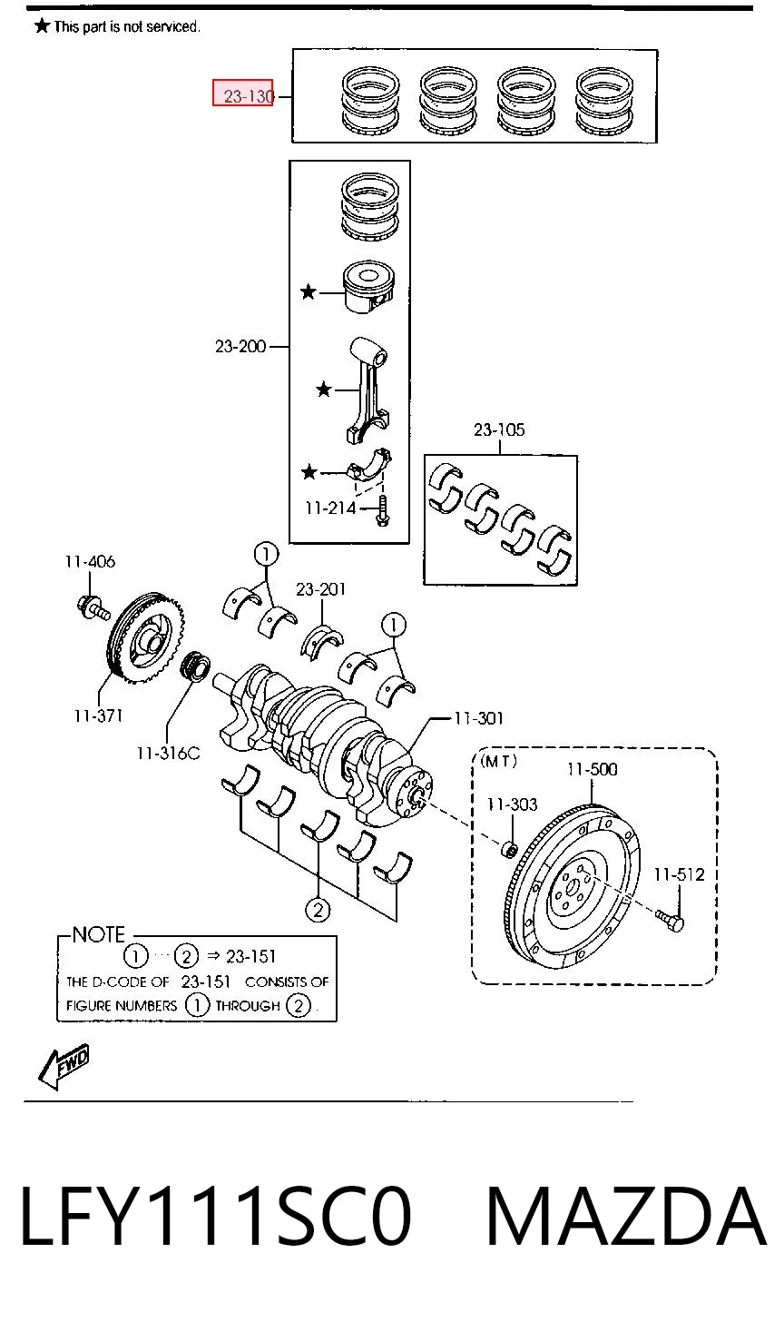 Juego de anillos de pistón, motor, STD LFY111SC0 MAZDA