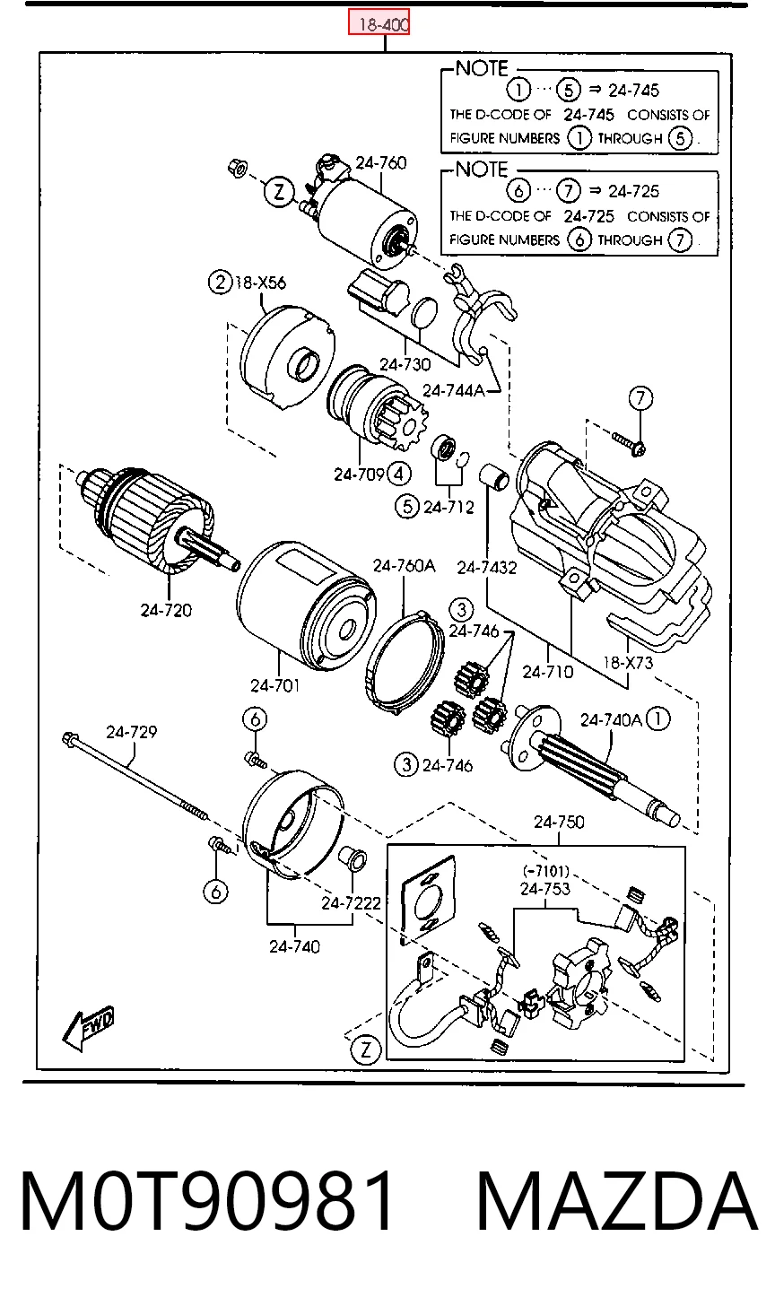 M0T90981 Mazda Arranque motores