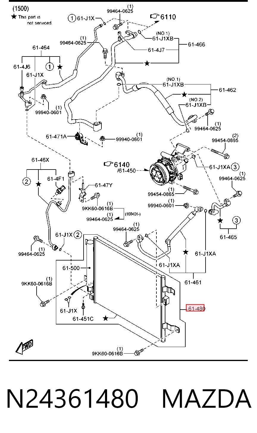 N24361480 Mazda Radiador de aire acondicionado