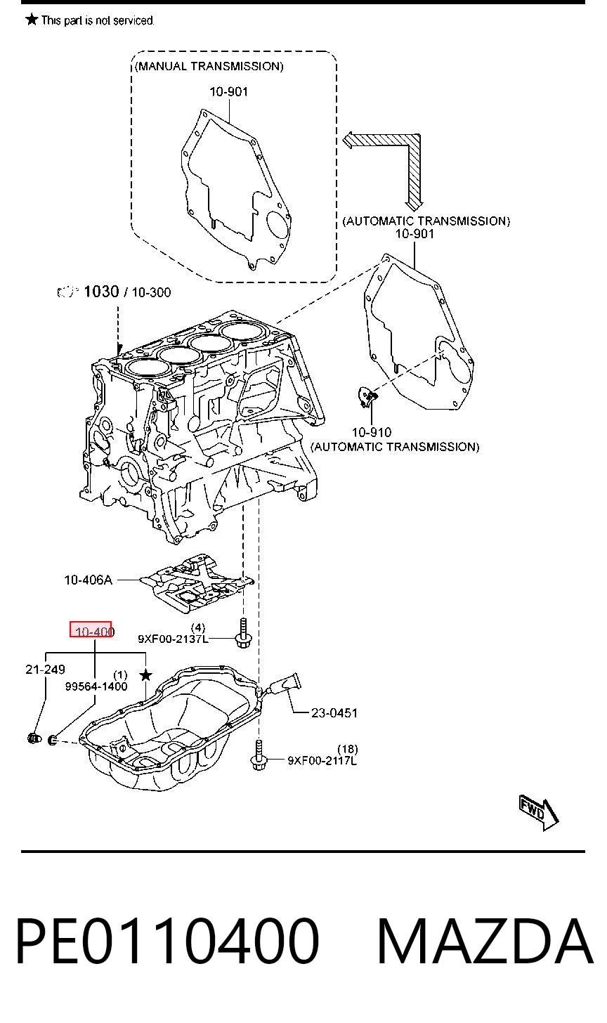 PE0110400 Mazda Cárter de aceite del motor