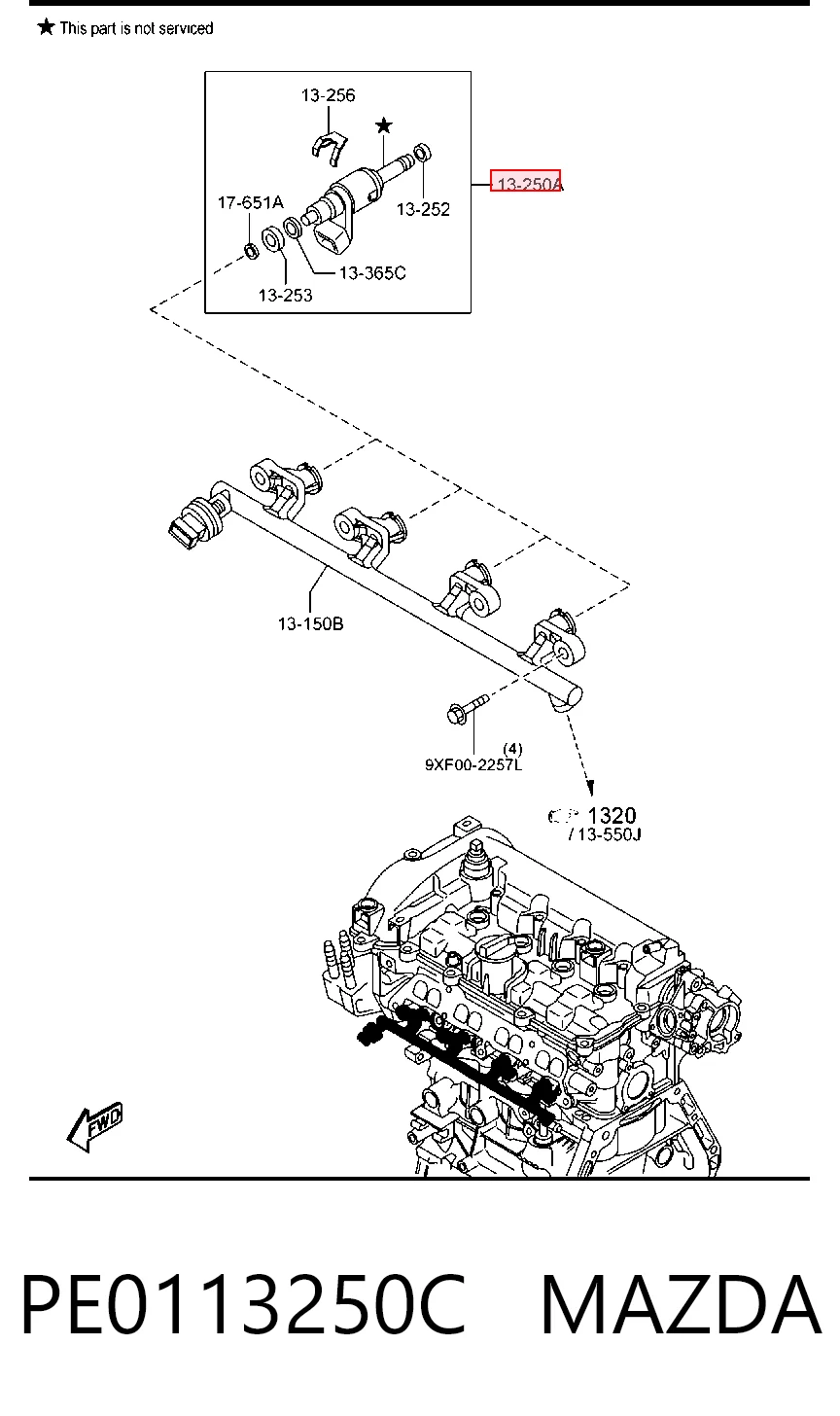 Inyector de combustible PE0113250C MAZDA