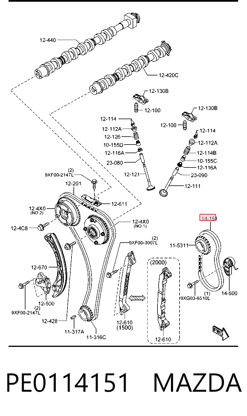 Cadena de bomba de aceite de motor para Mazda CX-5 I KE, GH