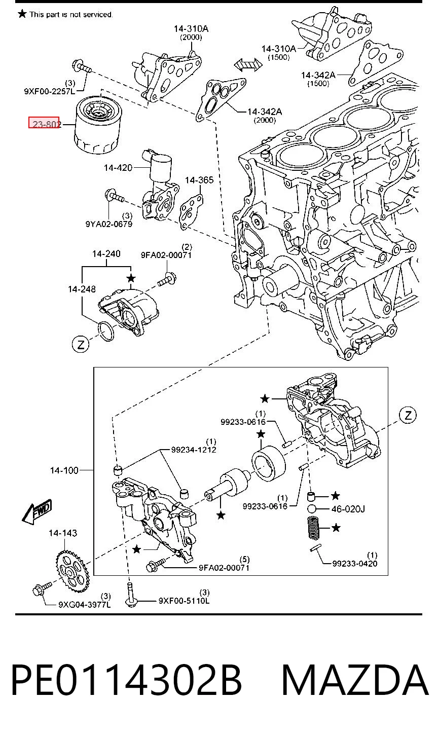 PE0114302B Mazda Filtro aceite