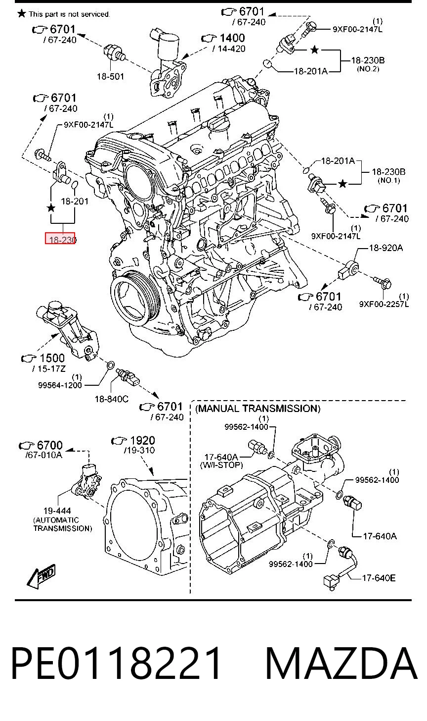 PE0118221 Mazda Sensor de posición del cigüeñal