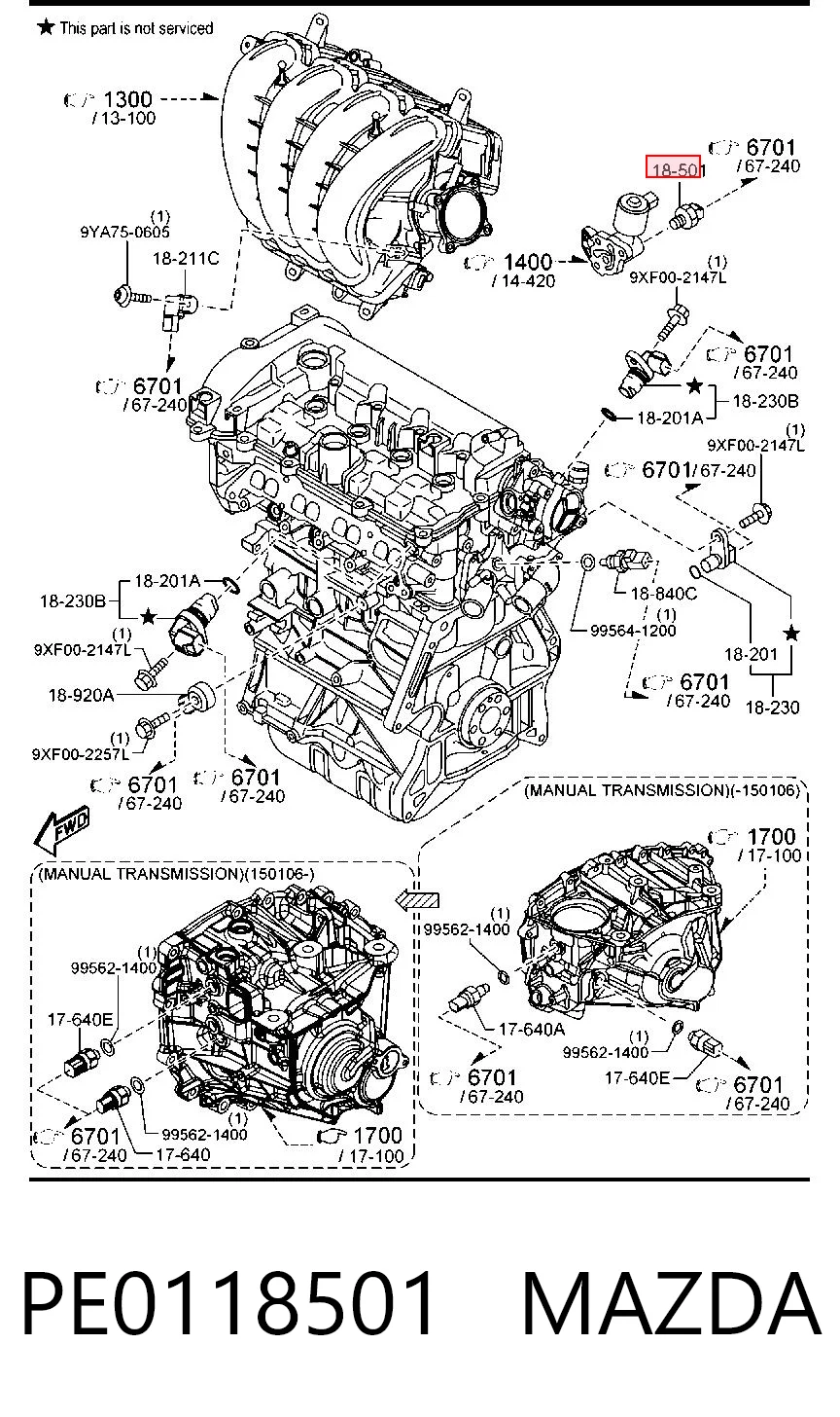 PE0118501 Mazda Indicador de presión del aceite