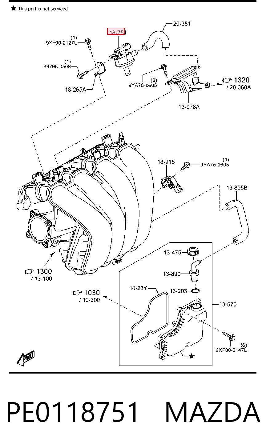PE0118751 Mazda Válvula de ventilación de gases del tanque de combustible