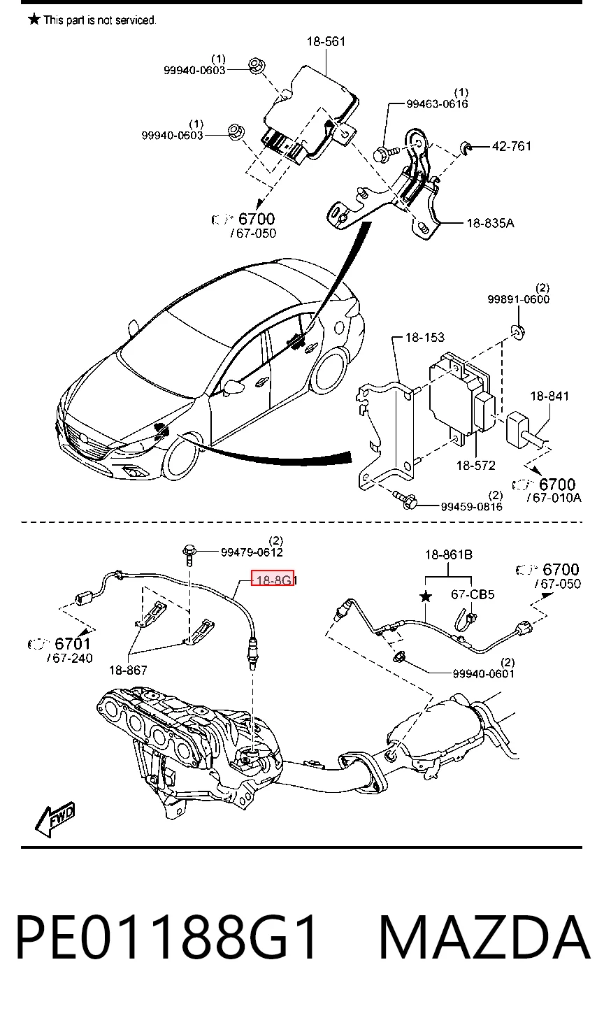 PE01188G1 Mazda Sonda lambda, sensor de oxígeno