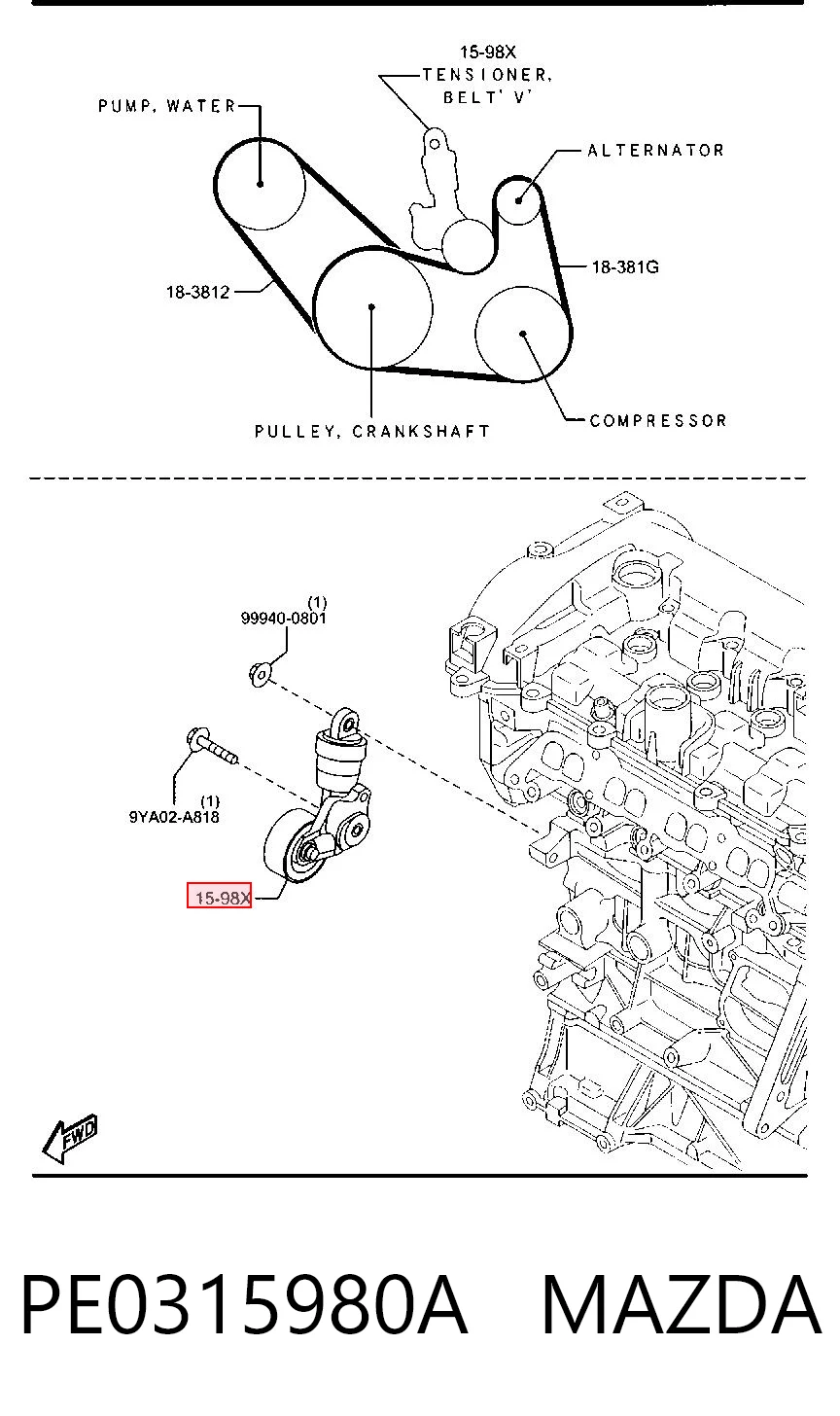 PE0315980A Mazda Tensor de correa de alternador