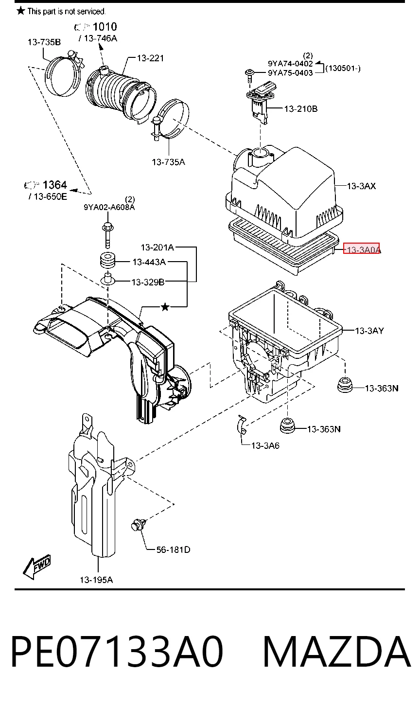 PE07133A0 Mazda Filtro de aire de motor