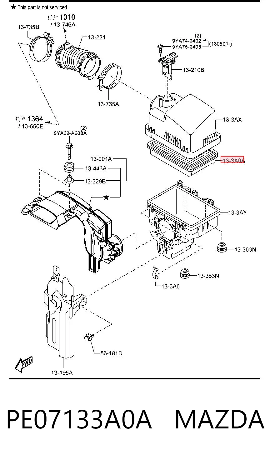 PE07133A0A Mazda Filtro de aire de motor