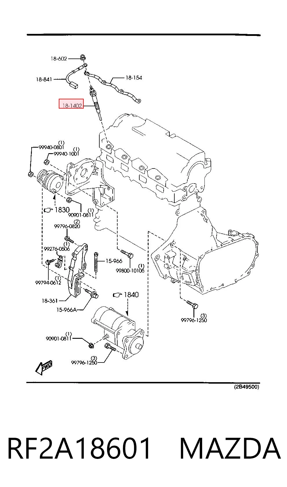 RF2A18601 Mazda Bujías de calentamiento